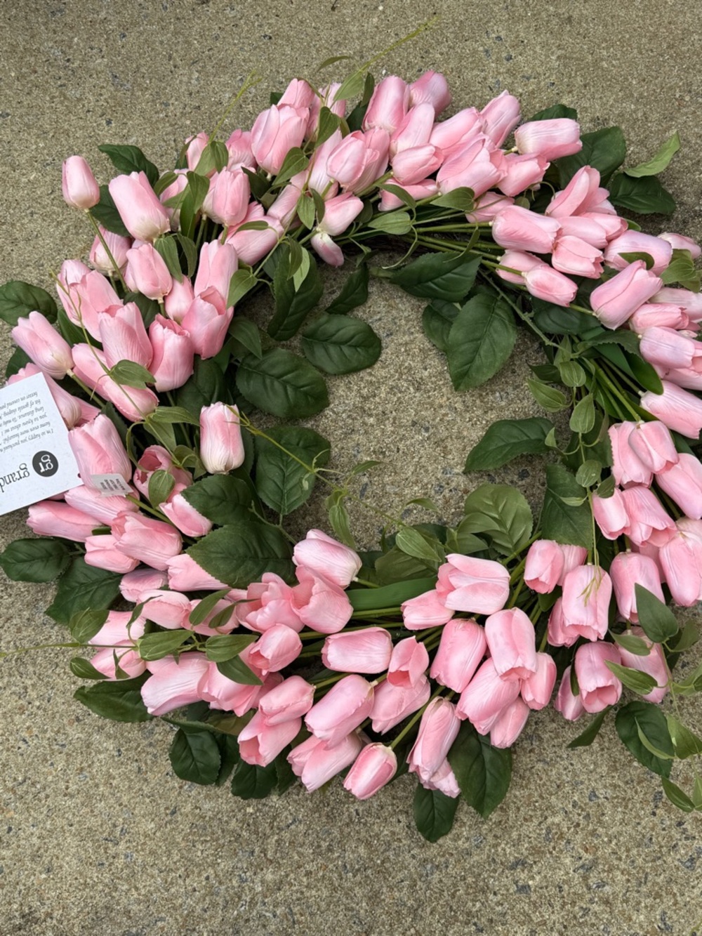 Grandin Road Pink Tulip Floral Wreath - NWT - Picture 2 of 16